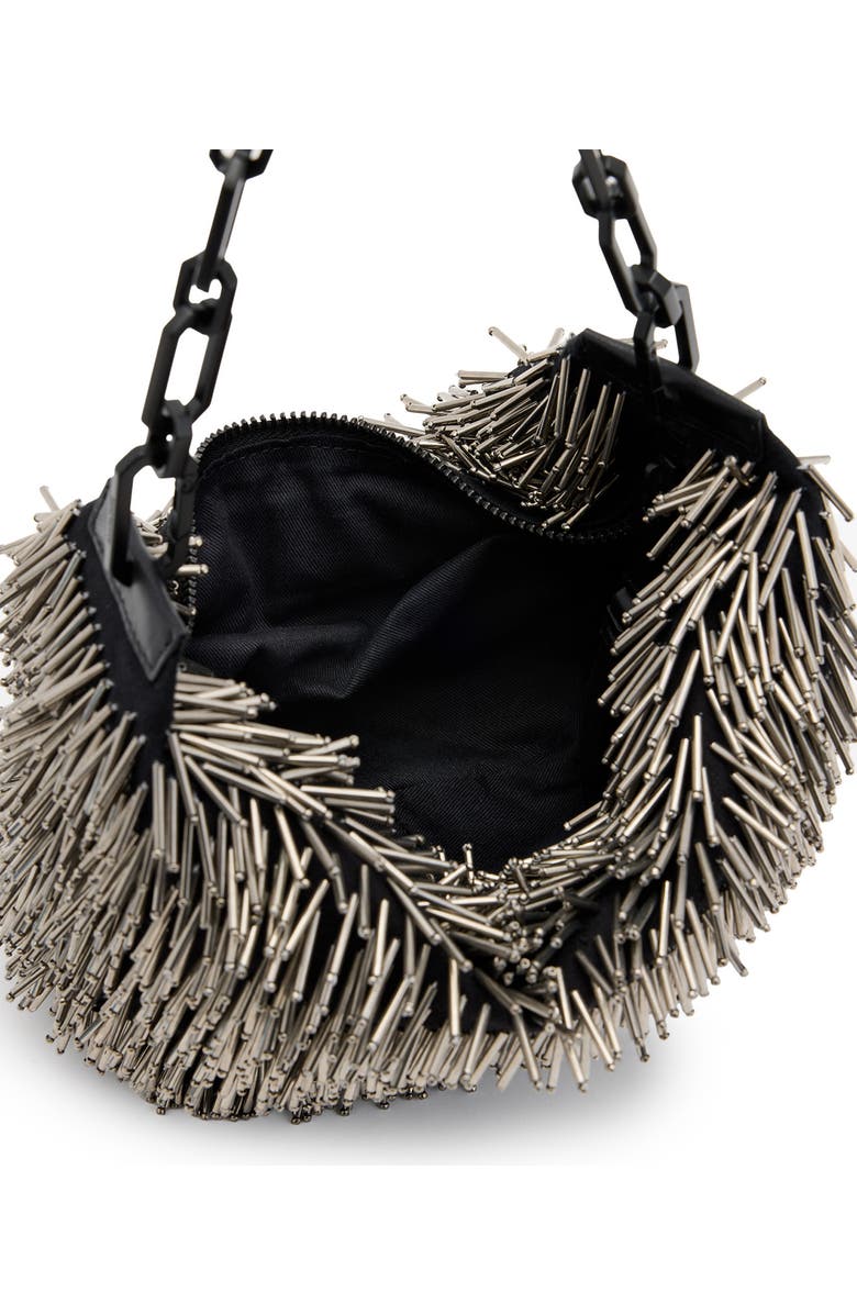 AllSaints Mini Madea Chain Handle Leather Handheld Bag, Alternate, color, Silver/ Silver