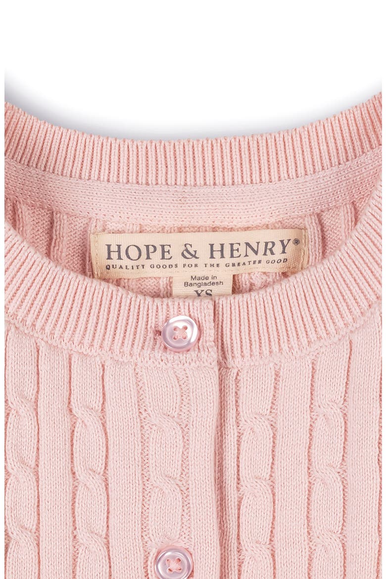 Kids' Organic Classic Cable Cardigan Sweater, Alternate, color, Pale Pink