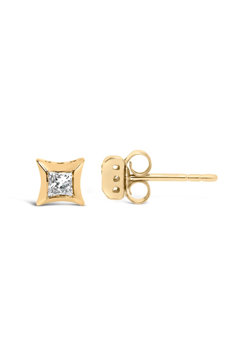 10K Gold 1/5 Cttw Invisible Set Princess-Cut Diamond Stud Earrings, Alternate, color, Yellow