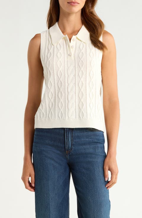 Cable Collar Sweater Vest