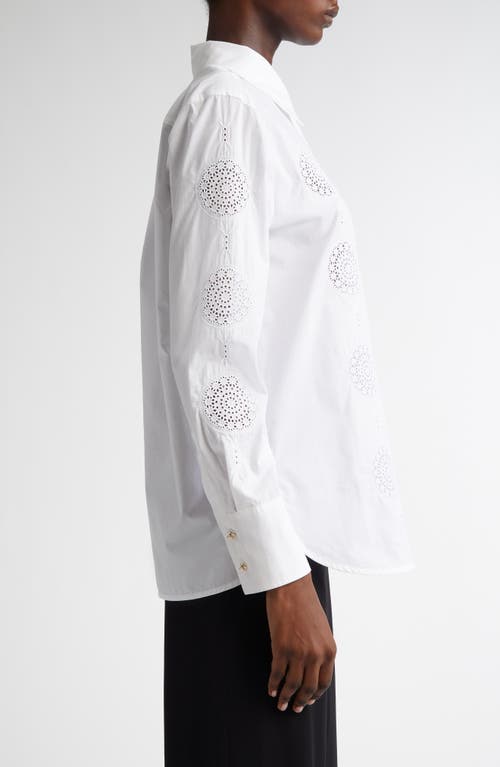 Max Mara Studio Sesia Cutwork Embroidered Button-up Shirt In Optical White