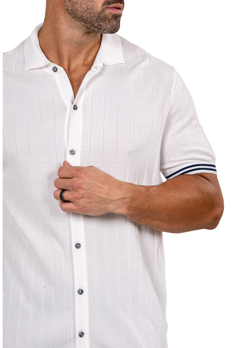 Marthy Knit Short Sleeve Button-Up Shirt, Alternate, color, WHITE