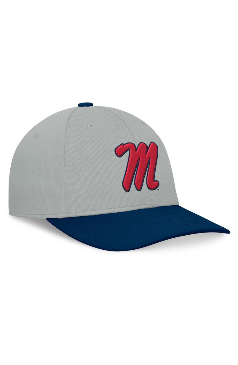 TOP OF THE WORLD Men's Top of the World Gray/Navy Ole Miss Rebels Mick Flex Hat, Alternate, color,