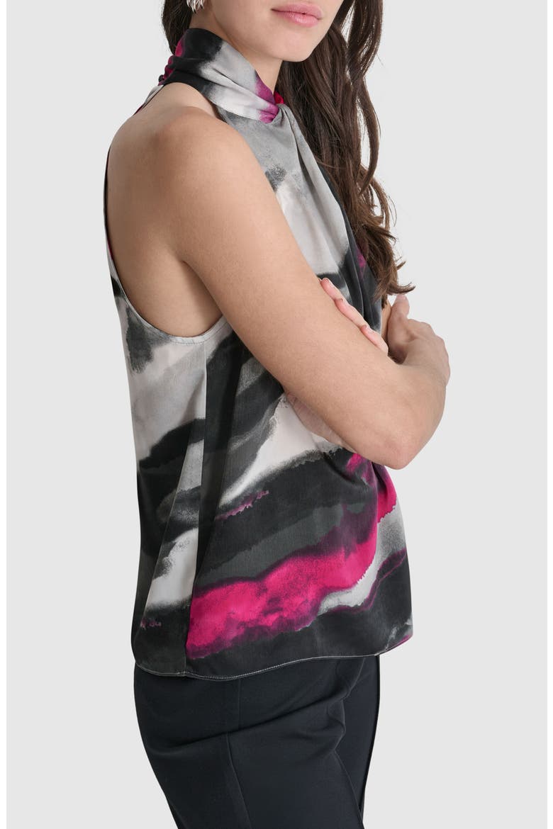 Abstract Print Sleeveless Satin Top, Alternate, color, GREY GEODE