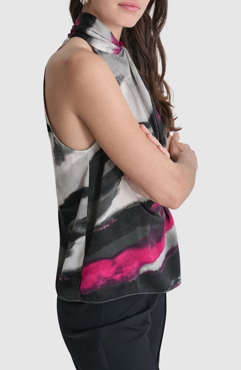 DKNY Abstract Print Sleeveless Satin Top, Alternate, color, 