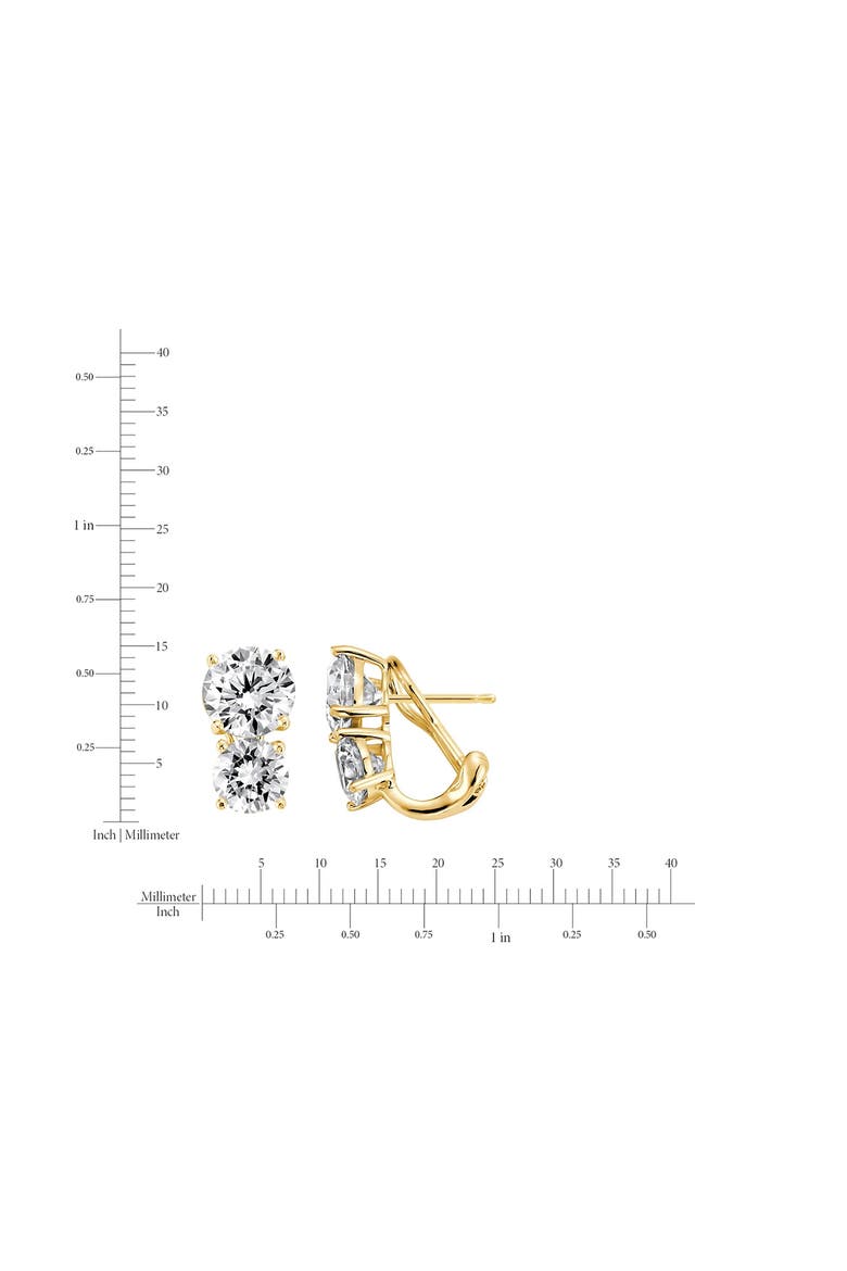 Double Cubic Zirconia Lever-Back Earrings, Alternate, color, 18KYG/ CLEAR STONE