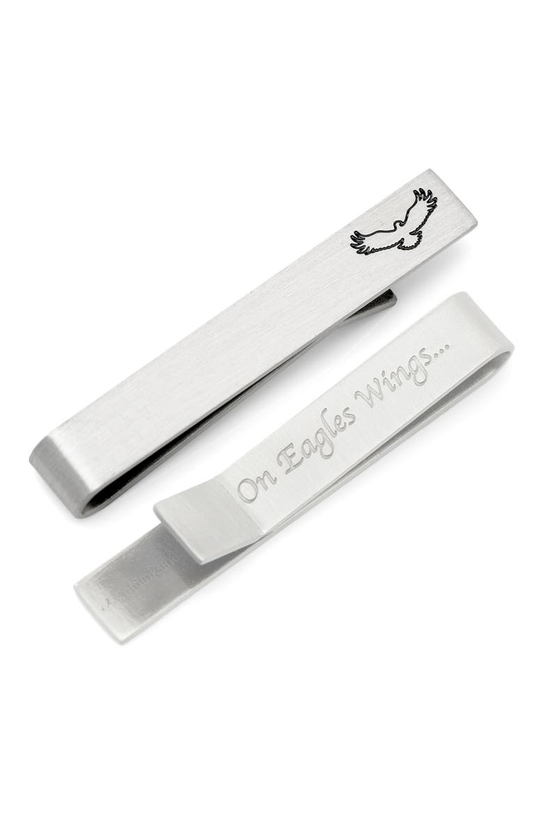 Eagle & Message Tie Bar, Main, color, SILVER
