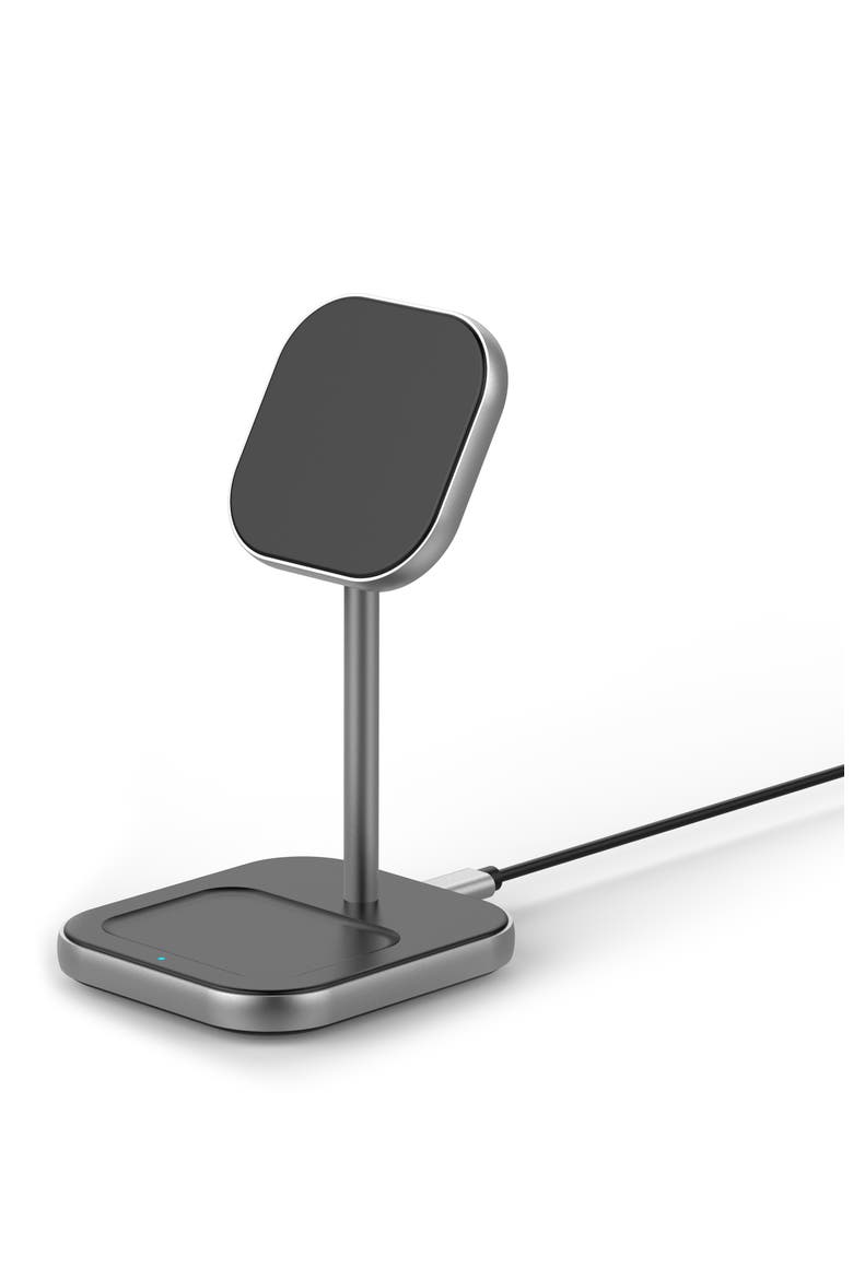 2-in-1 Wireless Charging Station, Main, color, BLACK