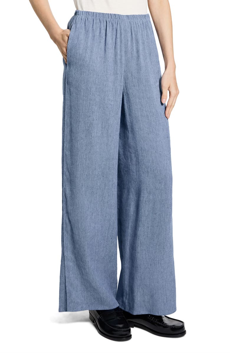 Theory Slit Hem Wide Leg Pants, Alternate, color, Light Denim