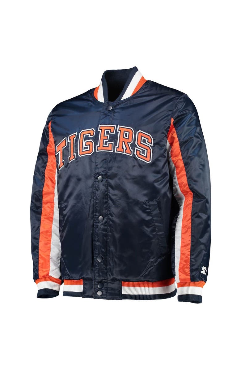 STARTER Men's Starter Navy Detroit Tigers The Ace Satin Full-Snap Jacket, Alternate, color,