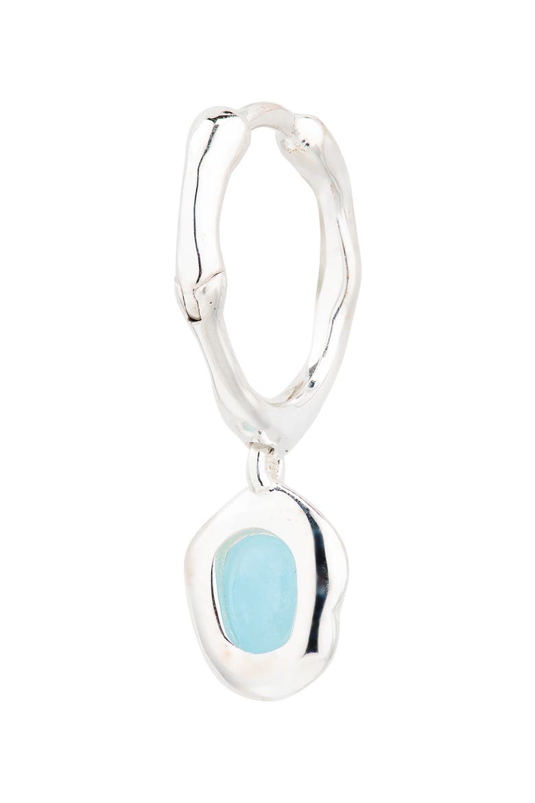 Odyssey Drop Huggie Hoop Earrings, Alternate, color, STERLING SILVER / AQUAMARINE