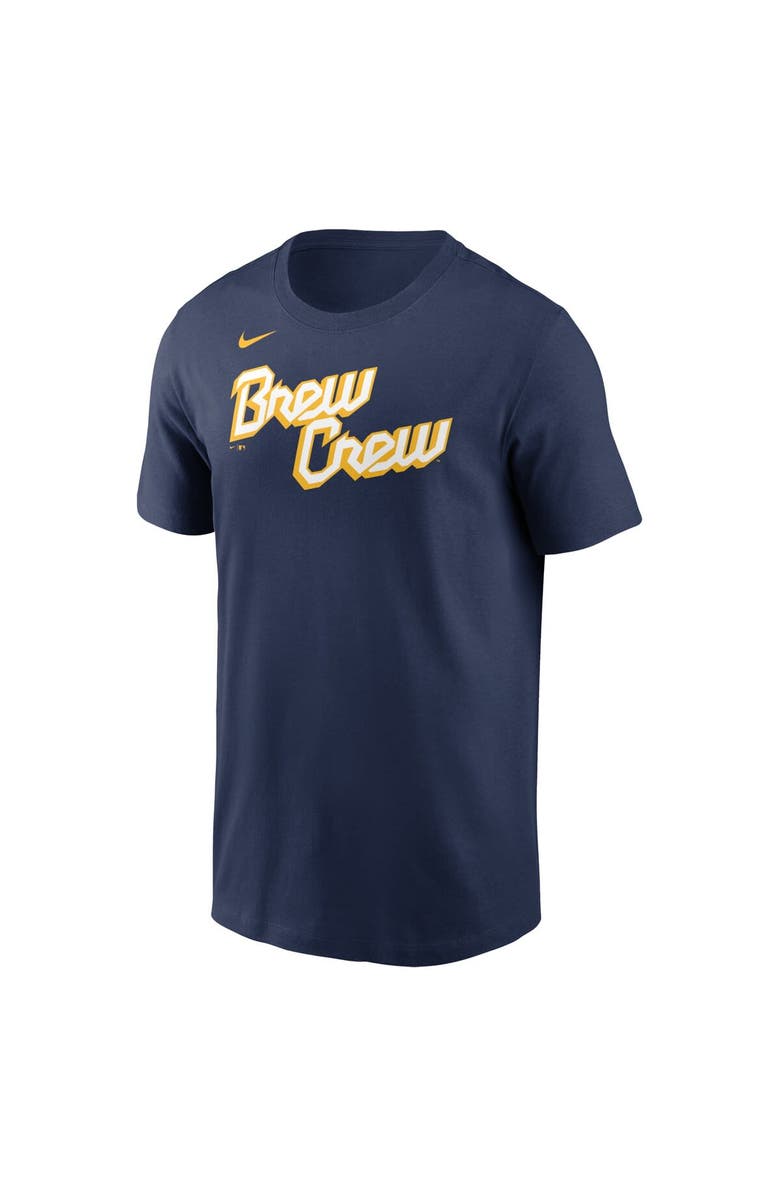 Nike Men's Nike Navy Milwaukee Brewers City Connect Wordmark T-Shirt, Alternate, color,