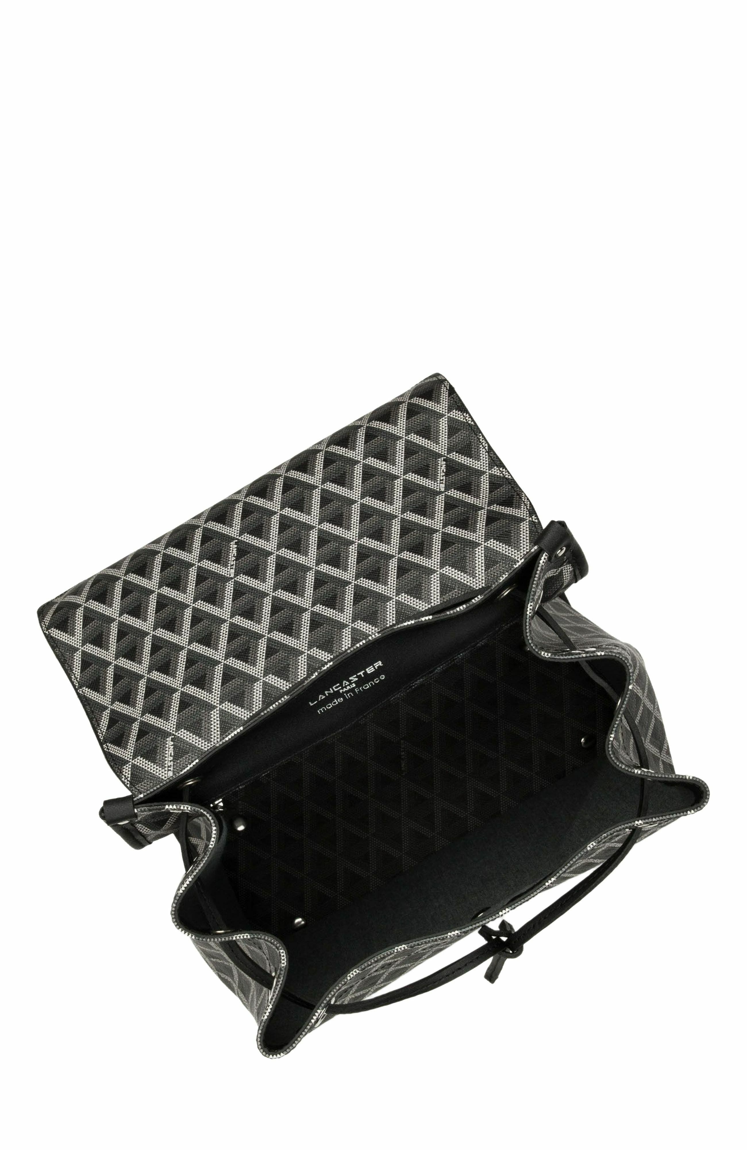 Lancaster Backpack with Flap and Snap Closure Ikon, Alternate, color, Noir