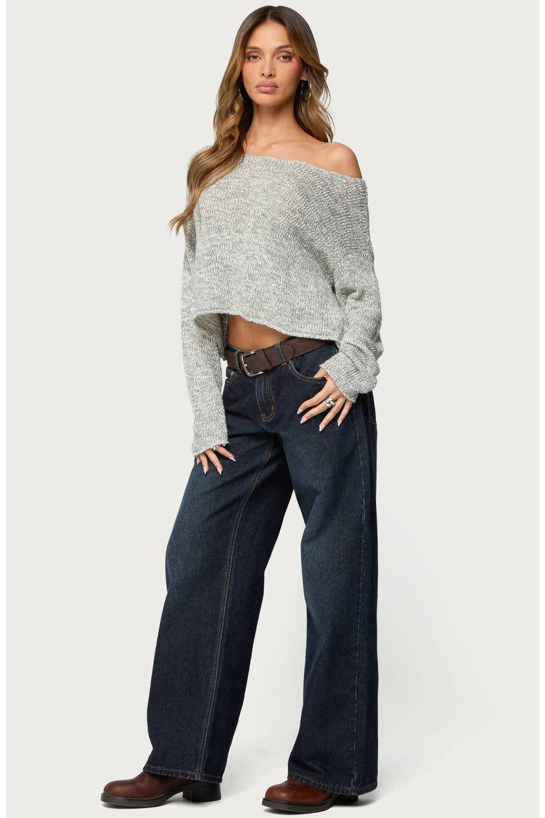 Florentina Off the Shoulder Crop Sweater, Alternate, color, GRAY
