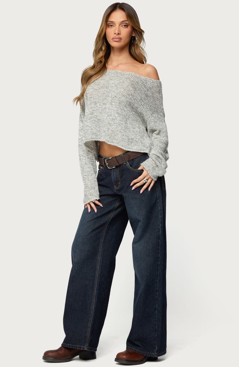 EDIKTED Florentina Off the Shoulder Crop Sweater, Alternate, color,