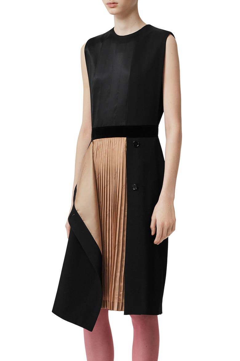 Sleeveless Panel Skirt Detail Dress, Alternate, color, BLACK