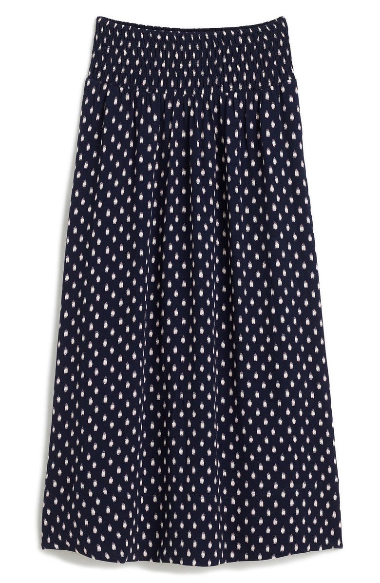 Madewell Shibori Dot Smocked Midi Skirt, Alternate, color, Shibori Dot With Pink