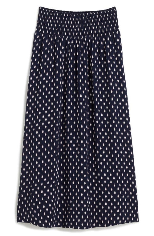 Shop Madewell Shibori Dot Smocked Midi Skirt In Shibori Dot With Pink