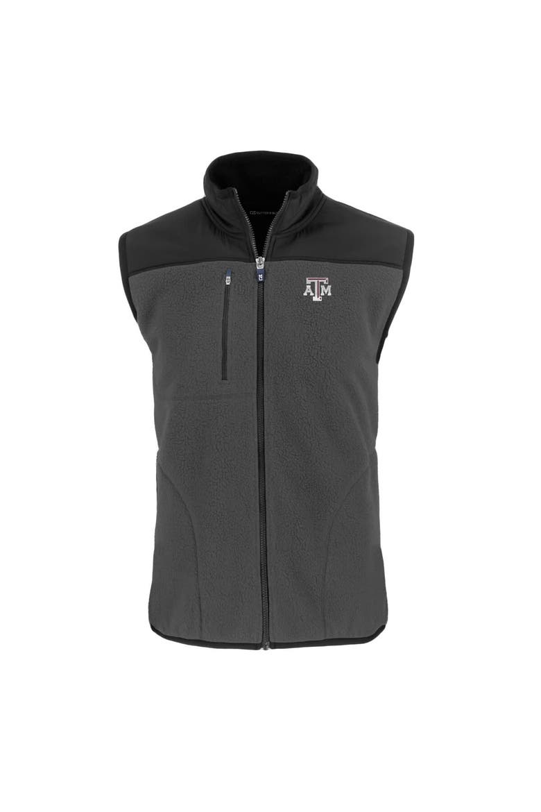 Men's Cutter & Buck  Gray Texas A&M Aggies Cascade Eco Sherpa Fleece Full-Zip Vest, Alternate, color, Gray