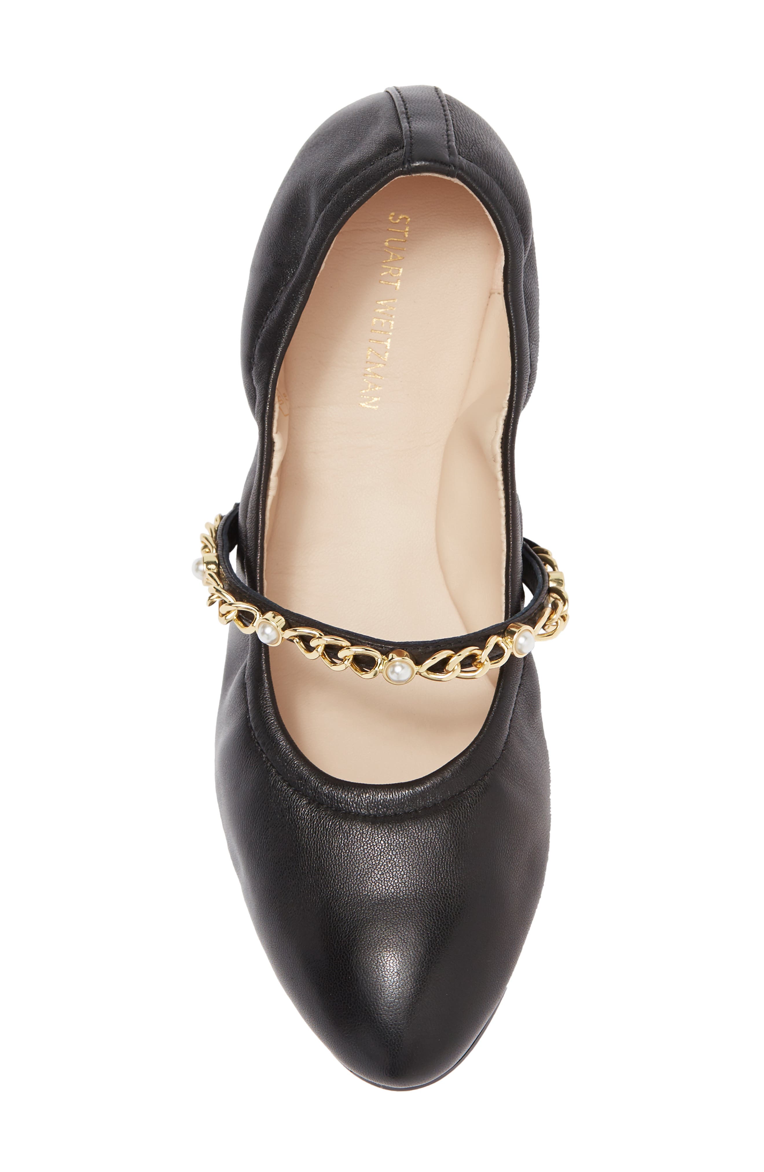 Stuart Weitzman Imitation Pearl Chain Ballet Flat, Alternate, color, 