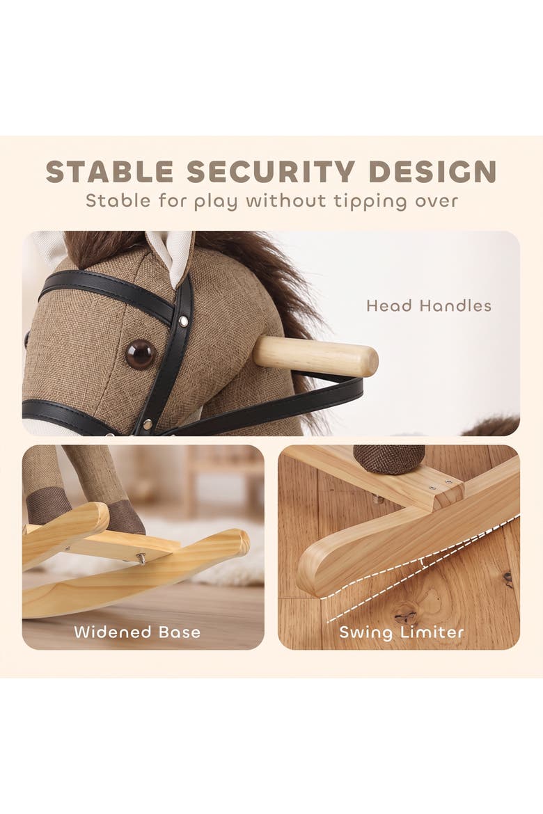 Wooden Rocking Horse Toy, Alternate, color, Brown