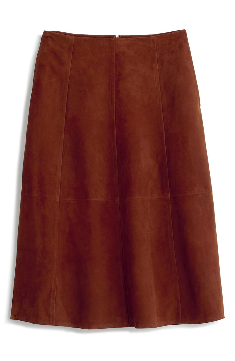 Madewell Seamed Suede Midi Skirt, Alternate, color, 
