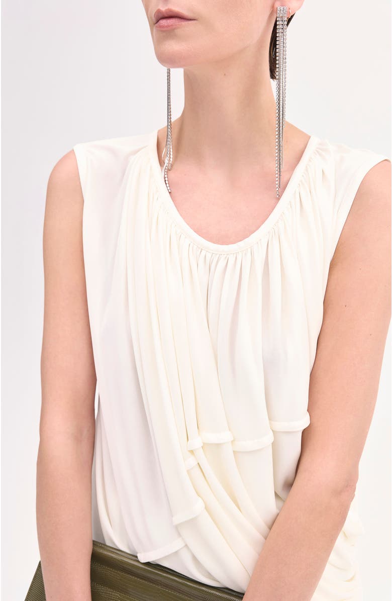 CO Draped Top in Crepe Jersey, Alternate, color, Ivory