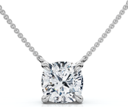 Bliss Diamond 1Ct Cushion Solitaire Diamond Pendant 14k Gold 18" Necklace Lab Grown
