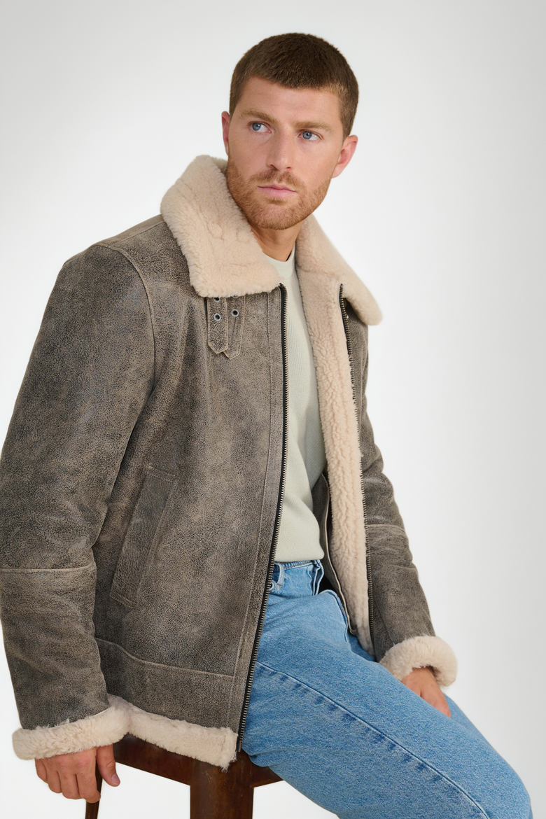 Rupert Shearling Aviator Jacket, Alternate, color, Grey