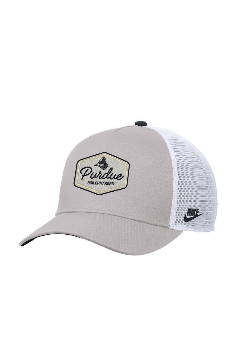 Nike Men's Nike Pewter Purdue Boilermakers Rise Vintage Adjustable Trucker Hat, Main, color, 