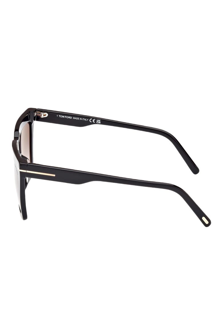 Eden 56mm Gradient Geometric Sunglasses, Alternate, color, SHINY BLACK / GRADIENT SMOKE