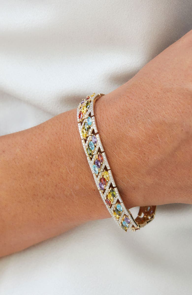 SAVVY CIE JEWELS Multicolor CZ Channel Bracelet, Alternate, color, Yellow