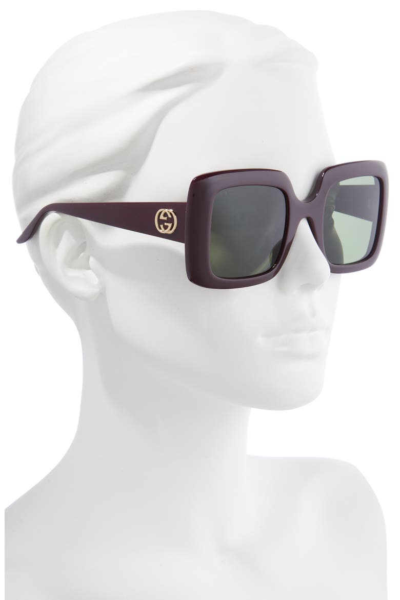 52mm Square Sunglasses, Alternate, color, RED