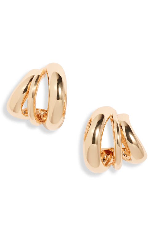 Open Edit Curved Triple Hoop Earrings In Gold