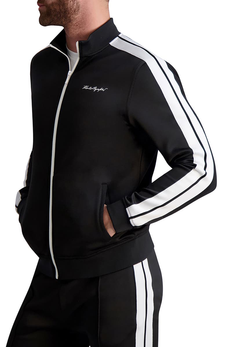 KARL LAGERFELD PARIS Signature Scuba Track Jacket, Main, color, 
