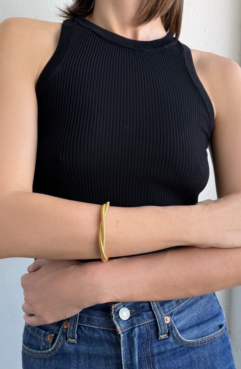 Adornia 18K Gold Plated Twisted Wrap Bracelet, Alternate, color, Gold