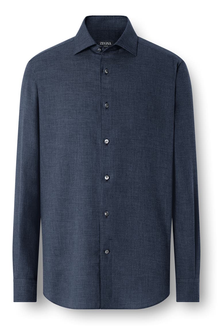 Cashco Cashmere & Cotton Button-Up Shirt, Alternate, color, BLUE