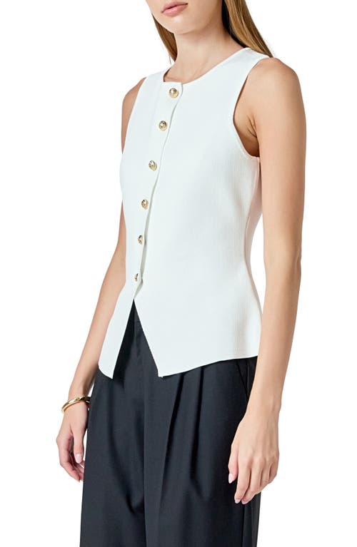 Endless Rose Knit Button-up Vest In White