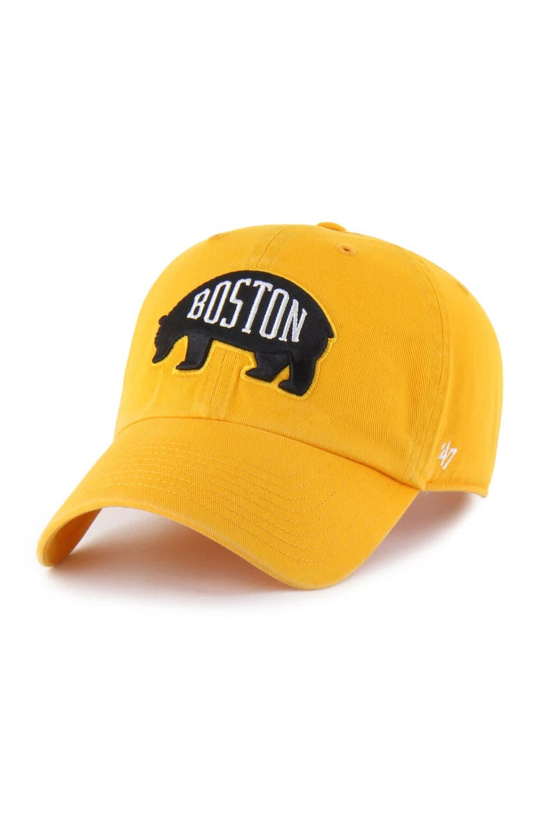 Men's '47  Gold Boston Bruins Core Logo Clean Up Adjustable Hat, Main, color, Gold