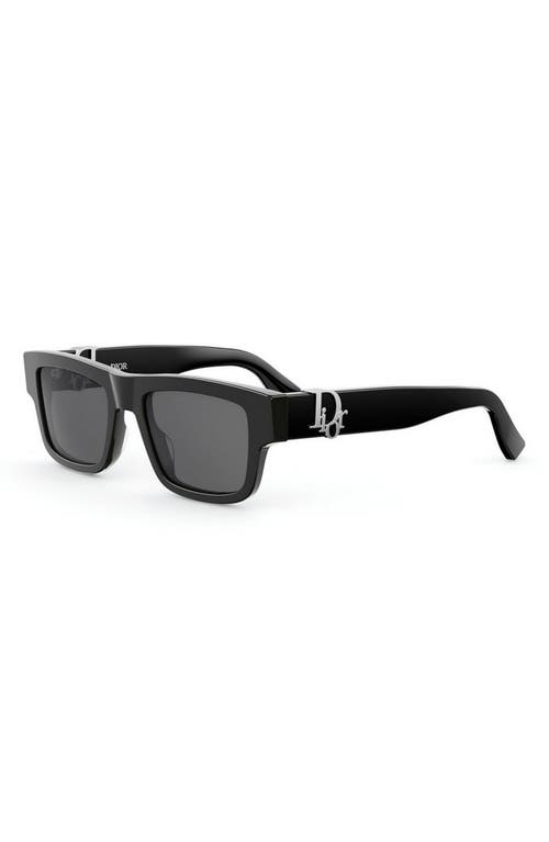 Dior Oblique S3i 52mm Rectangular Sunglasses In Black