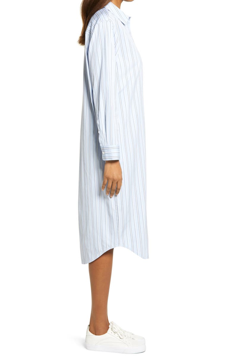 Treasure & Bond Stripe Long Sleeve Poplin Midi Shirtdress, Alternate, color,