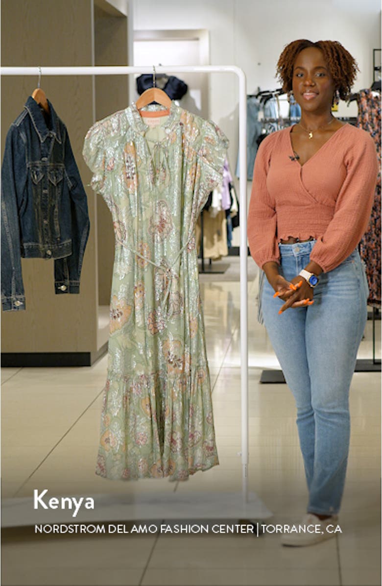 Hilma Metallic Floral Print Maxi Dress, sales video thumbnail