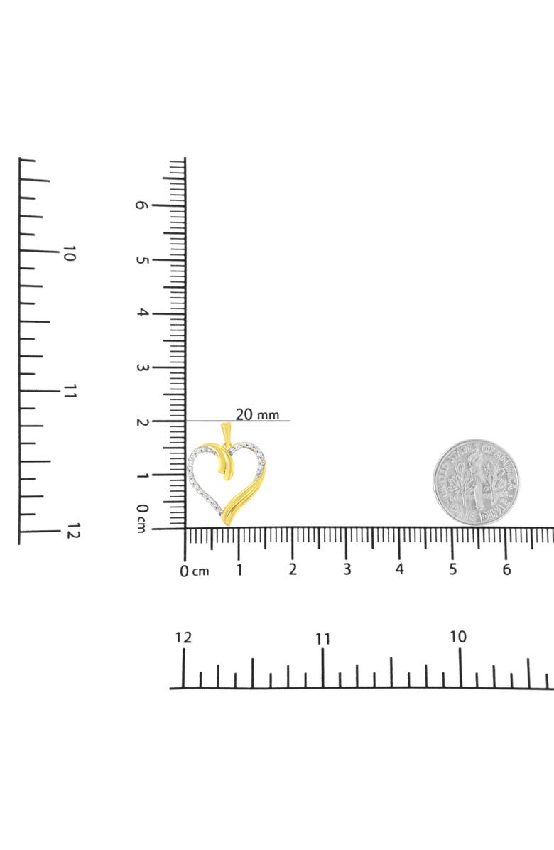 Haus of Brilliance 10K Yellow Gold Plated Silver 1/10 cttw Diamond Open Heart 18" Pendent Necklace, Alternate, color, Yellow