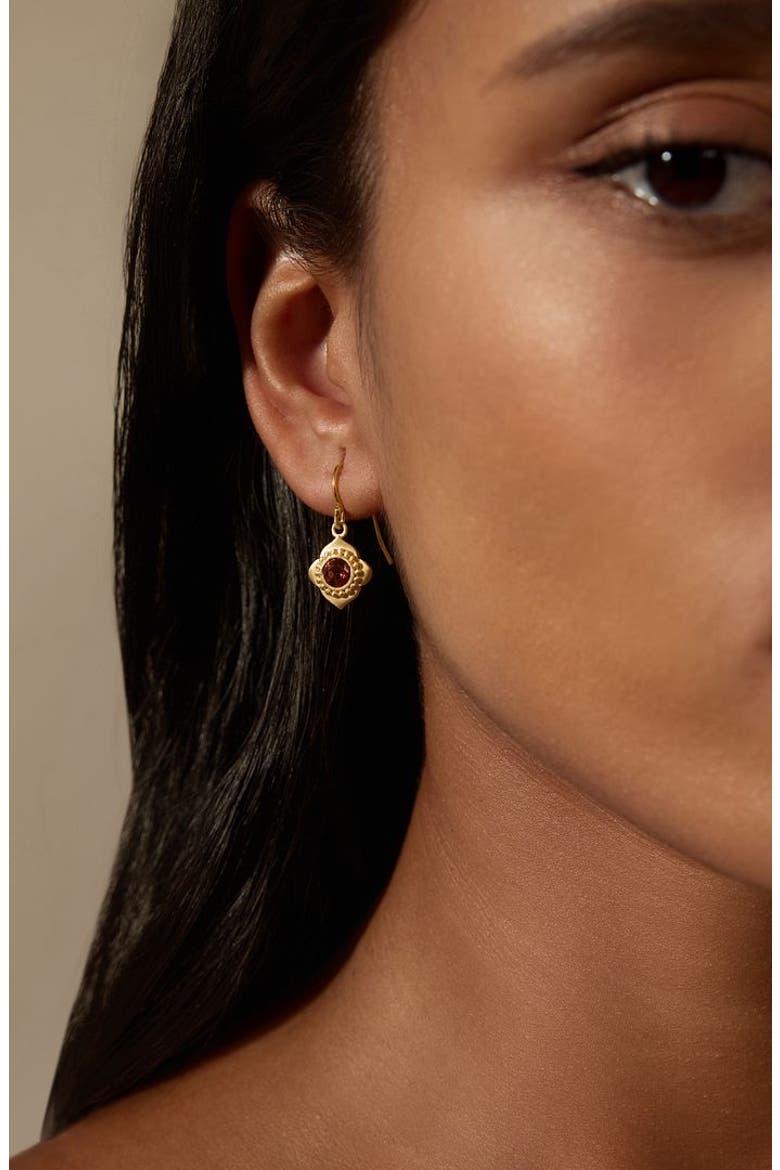 Strong Heart Garnet Drop Earrings, Alternate, color, Red