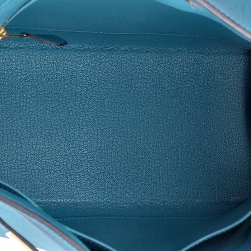 Pre-owned Hermes Hermes Kelly Handbag Blue Togo With Gold Hardware 28 In Blue