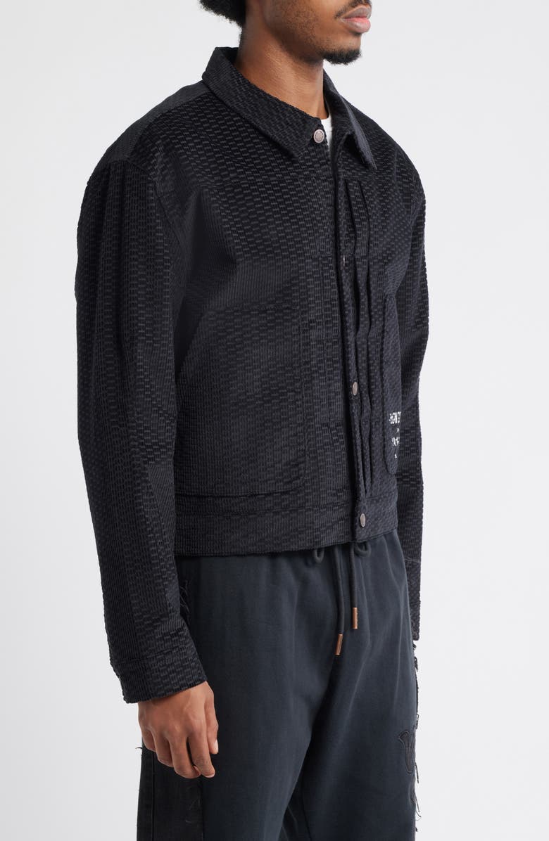 HONOR THE GIFT Logo Detail Cotton Corduroy Jacquard Jacket, Alternate, color, Black
