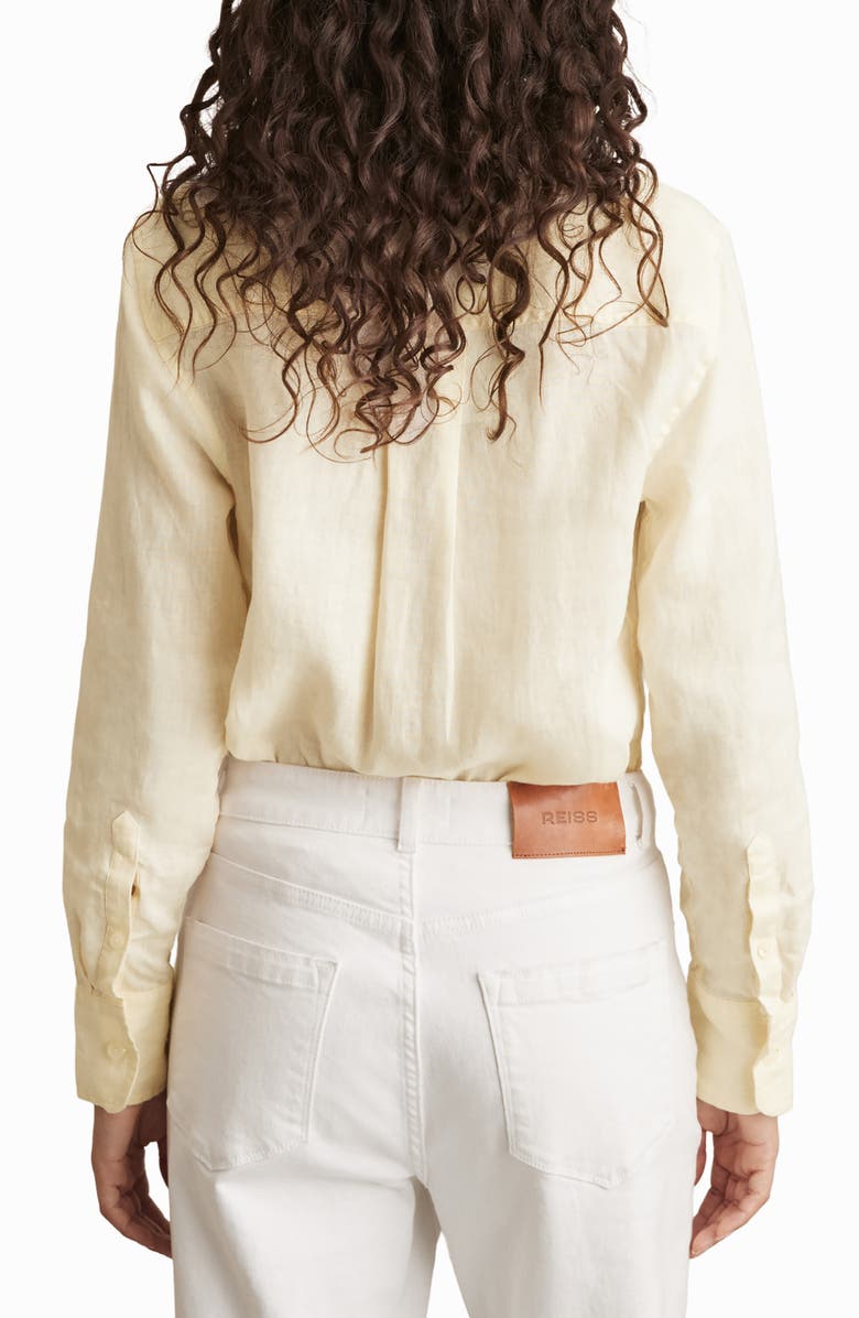 Reiss Belle Linen Button-Up Shirt, Alternate, color, Pale Yellow