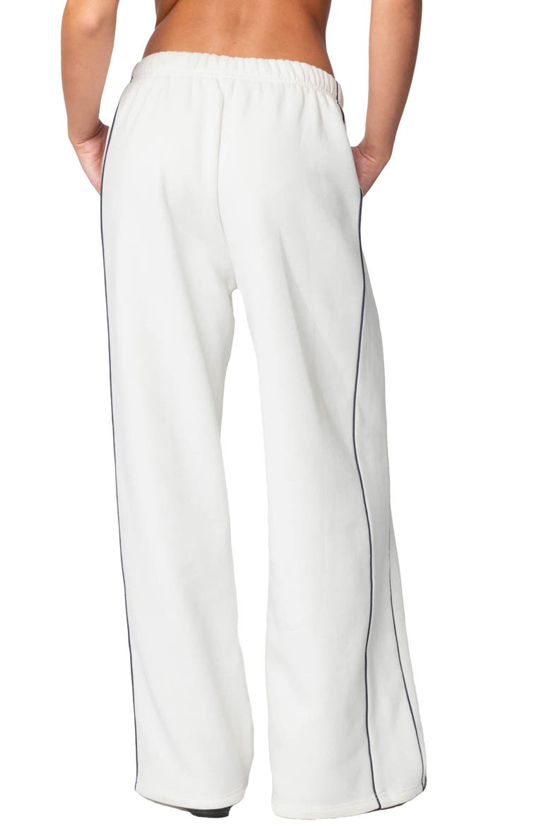 Piped Wide Leg Sweatpants, Alternate, color, WHITE