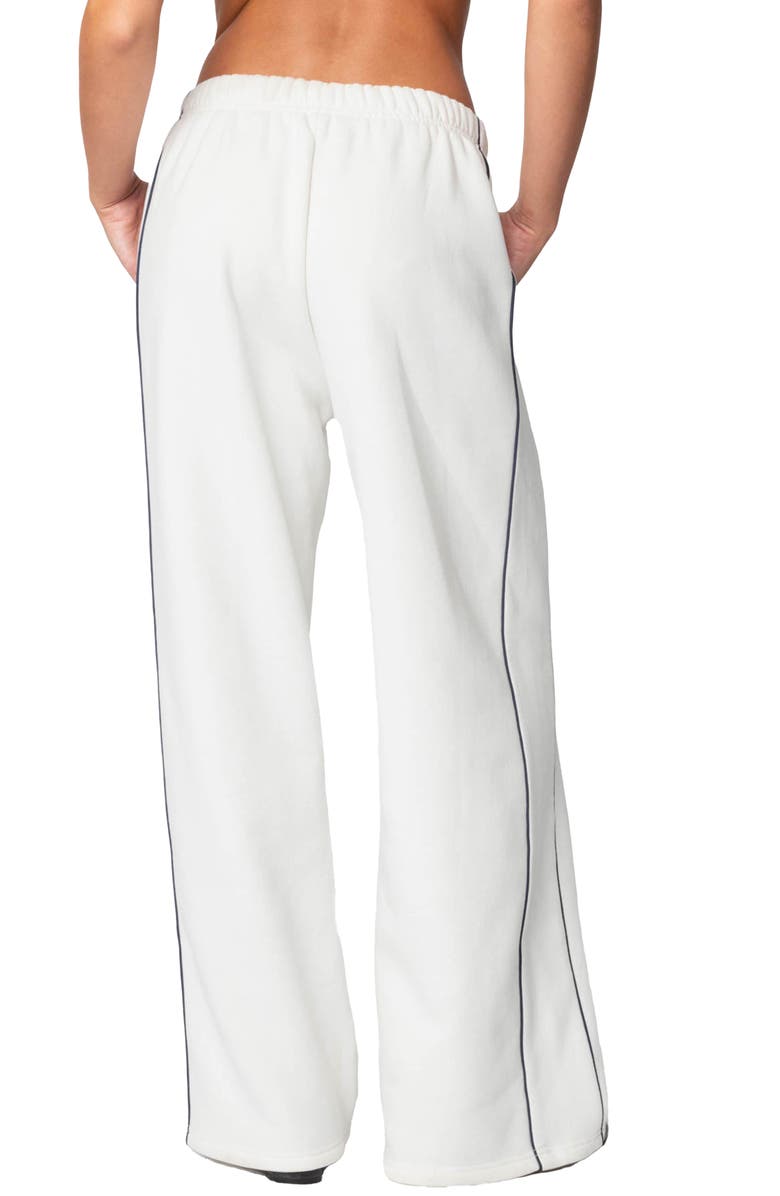 EDIKTED Piped Wide Leg Sweatpants, Alternate, color, White