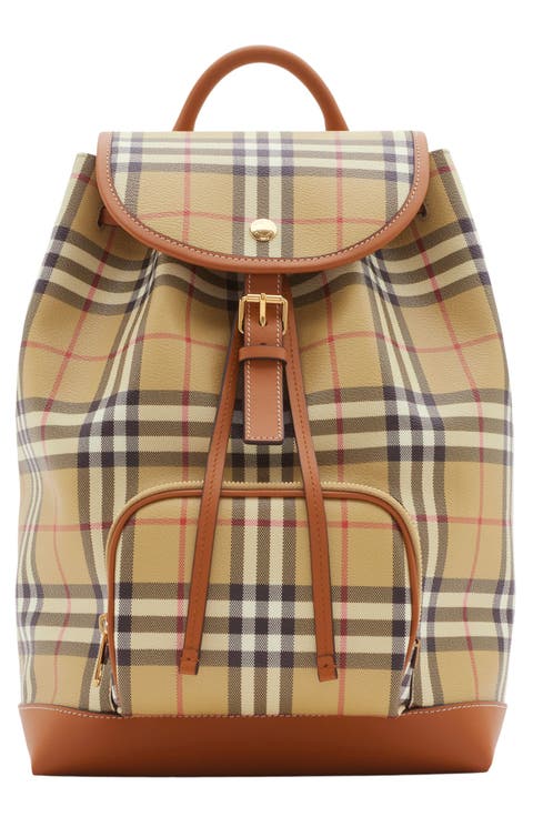 Medium Check Coated Canvas Backpack